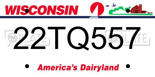 22TQ557 Wisconsin License Plate