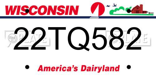 22TQ582 Wisconsin License Plate