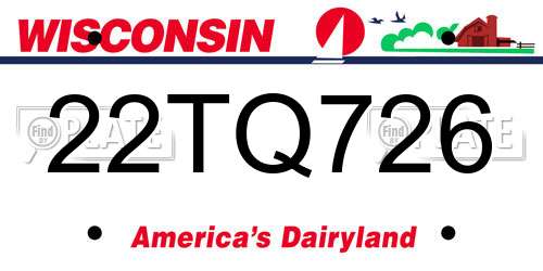 22TQ726 Wisconsin License Plate