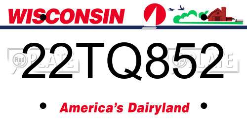 22TQ852 Wisconsin License Plate