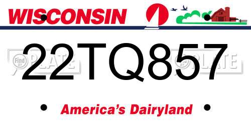22TQ857 Wisconsin License Plate