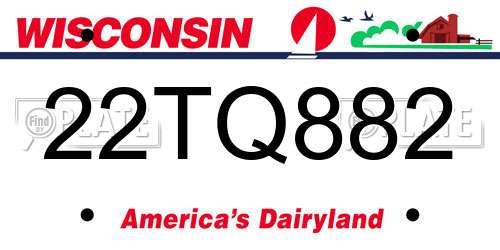 22TQ882 Wisconsin License Plate