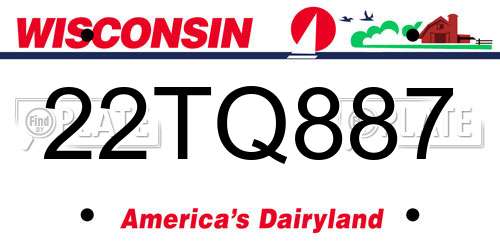 22TQ887 Wisconsin License Plate