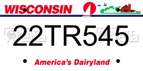 22TR545 Wisconsin License Plate