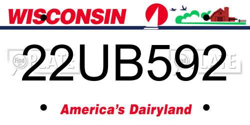 22UB592 Wisconsin License Plate