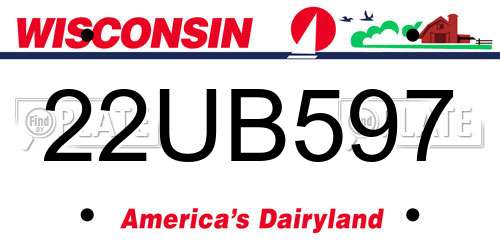 22UB597 Wisconsin License Plate