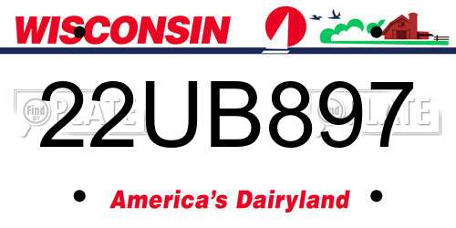 22UB897 Wisconsin License Plate