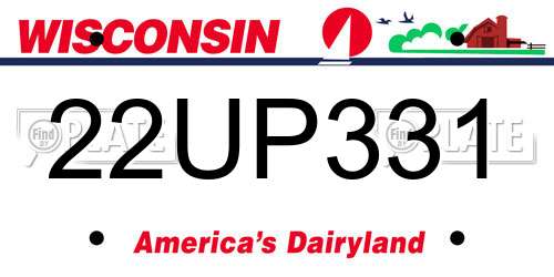 22UP331 Wisconsin License Plate