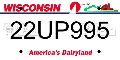 22UP995 Wisconsin License Plate