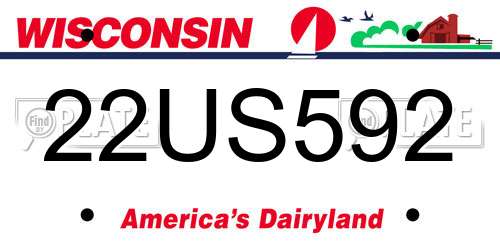 22US592 Wisconsin License Plate