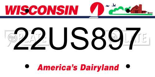 22US897 Wisconsin License Plate