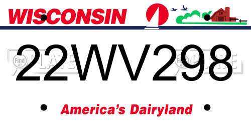 22WV298 Wisconsin License Plate