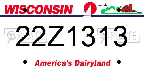 22Z1313 Wisconsin License Plate