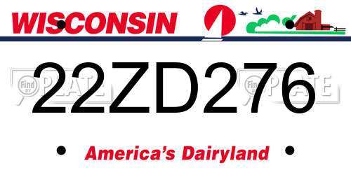 22ZD276 Wisconsin License Plate