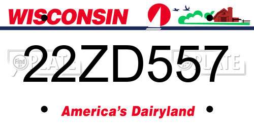 22ZD557 Wisconsin License Plate