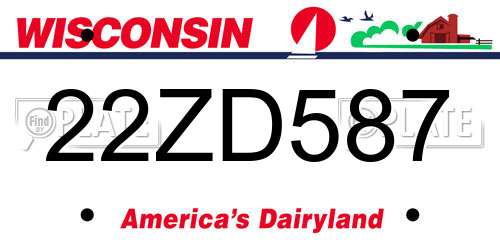 22ZD587 Wisconsin License Plate