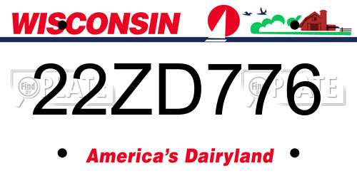 22ZD776 Wisconsin License Plate