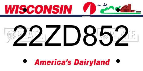 22ZD852 Wisconsin License Plate