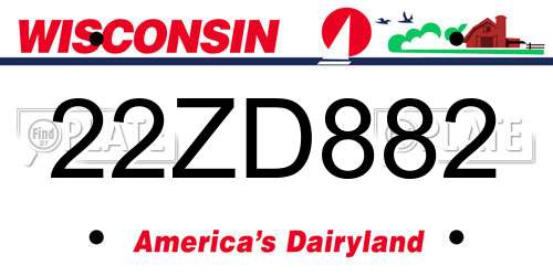22ZD882 Wisconsin License Plate