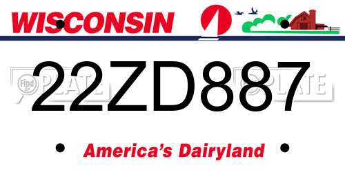 22ZD887 Wisconsin License Plate