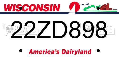 22ZD898 Wisconsin License Plate