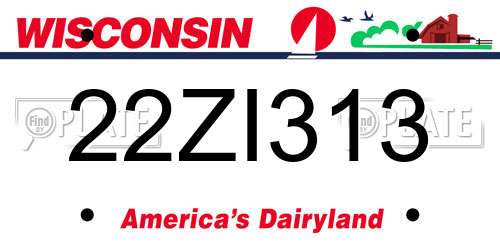 22ZI313 Wisconsin License Plate