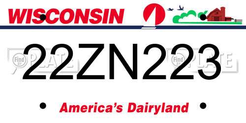 22ZN223 Wisconsin License Plate