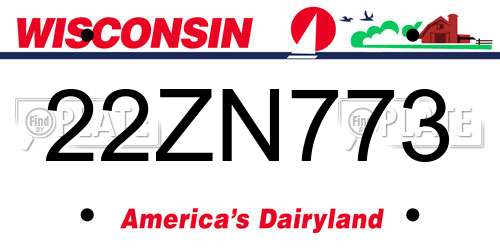 22ZN773 Wisconsin License Plate