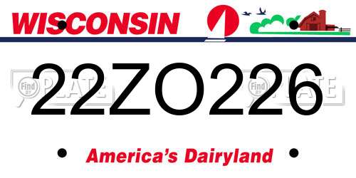 22ZO226 Wisconsin License Plate