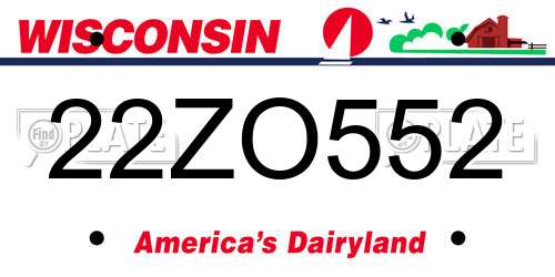 22ZO552 Wisconsin License Plate