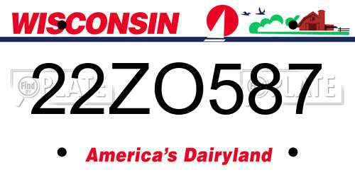 22ZO587 Wisconsin License Plate