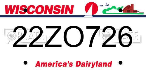 22ZO726 Wisconsin License Plate
