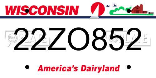 22ZO852 Wisconsin License Plate