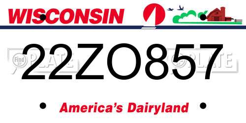 22ZO857 Wisconsin License Plate