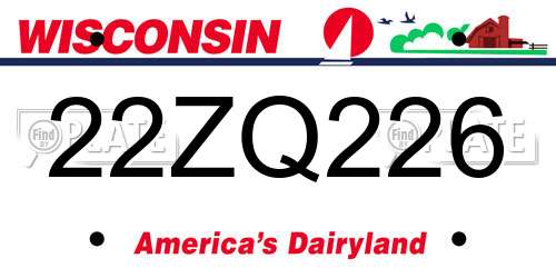 22ZQ226 Wisconsin License Plate