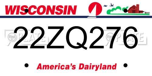 22ZQ276 Wisconsin License Plate