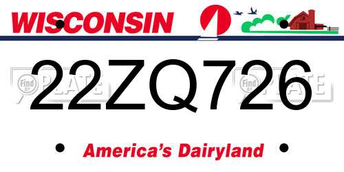 22ZQ726 Wisconsin License Plate