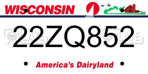 22ZQ852 Wisconsin License Plate