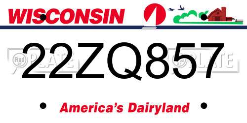 22ZQ857 Wisconsin License Plate