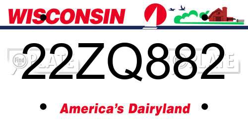 22ZQ882 Wisconsin License Plate