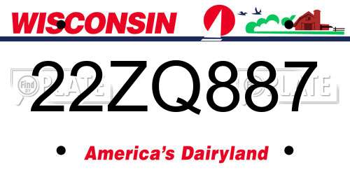 22ZQ887 Wisconsin License Plate