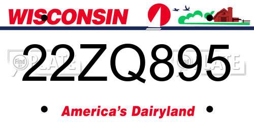 22ZQ895 Wisconsin License Plate