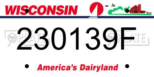 230139F Wisconsin License Plate