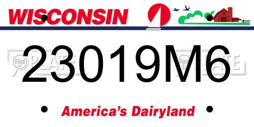 23019M6 Wisconsin License Plate