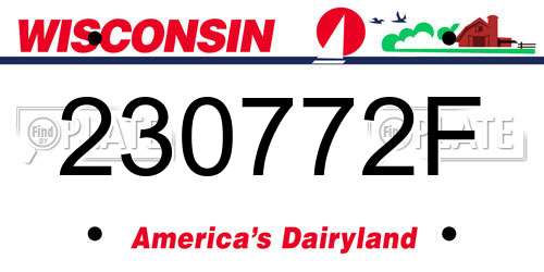 230772F Wisconsin License Plate