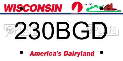 230BGD Wisconsin License Plate