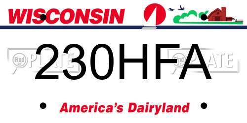 230HFA Wisconsin License Plate