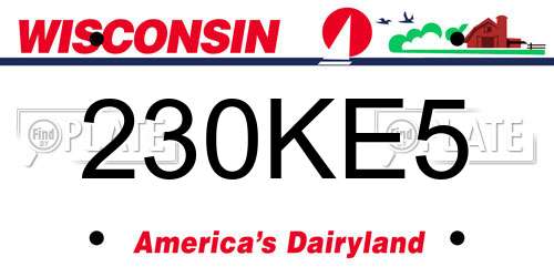 230KE5 Wisconsin License Plate