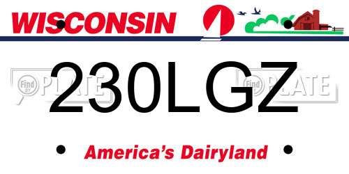 230LGZ Wisconsin License Plate