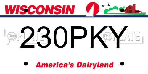 230PKY Wisconsin License Plate